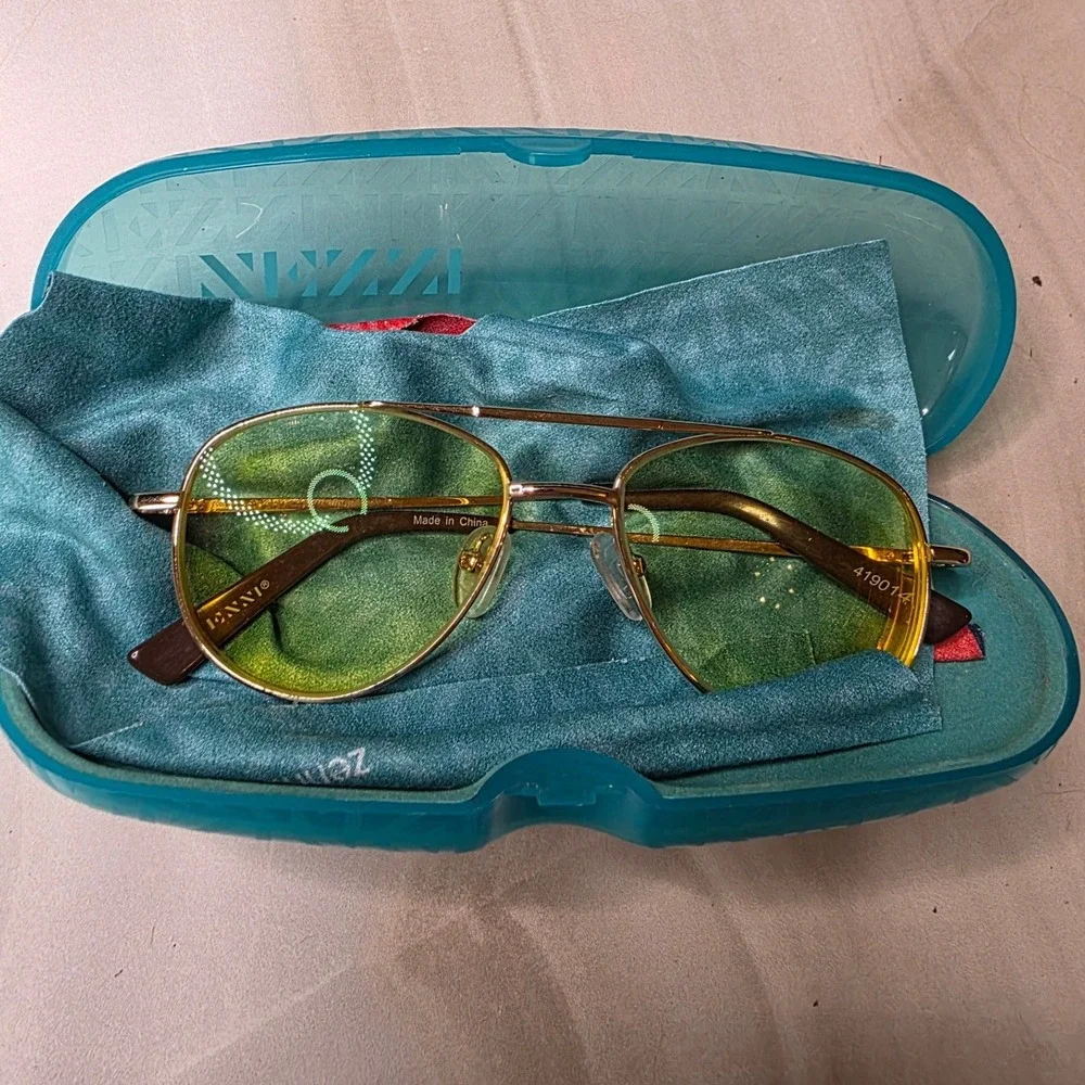 Zenni Optical Gold Aviator Frames Only 419014 Retro Double Bridge Eye Glasses D1